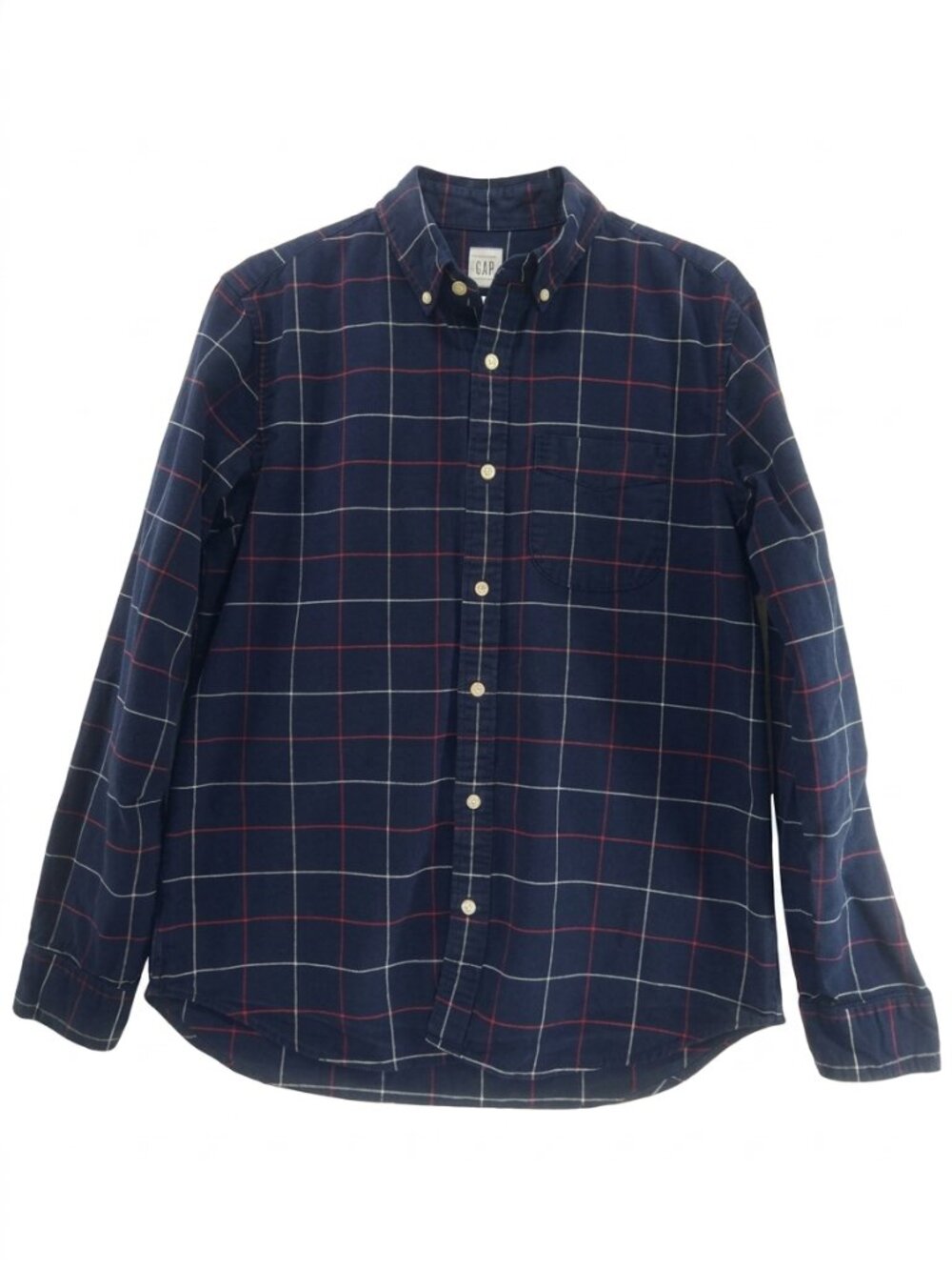 GAP, Long Sleeve Button Down Shirt, Windowpane Plaid Men's US Medium